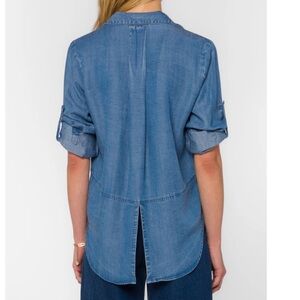 VELVET HEART 1X Riley Denim shirt button down long sleeve 100% Tercel